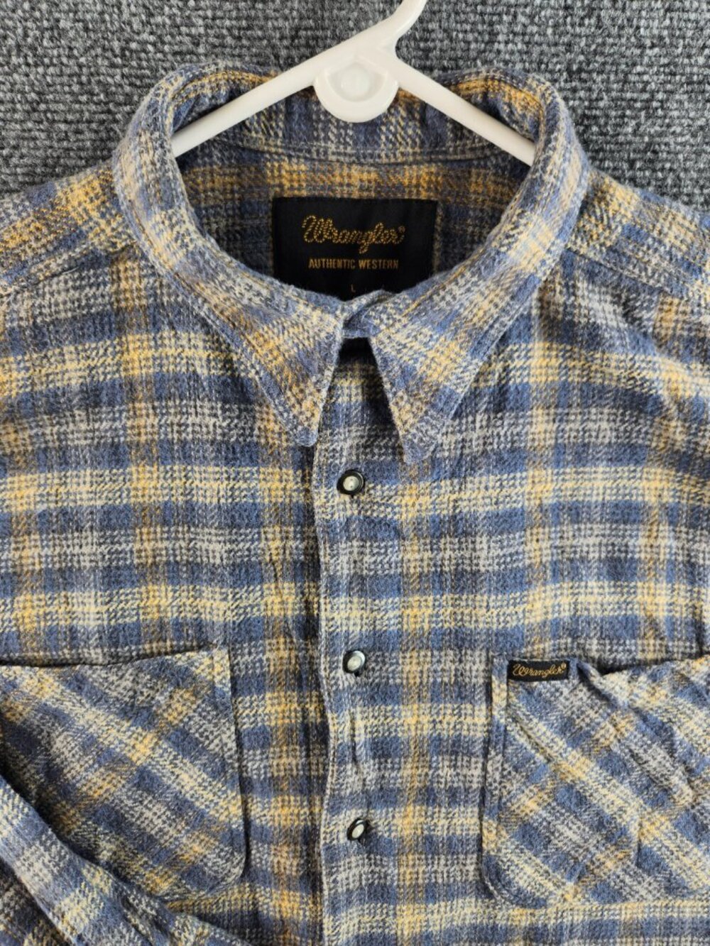 Wrangler Heavyweight Flannel Large Long Sleeve Button Up Shirt Western Plaid